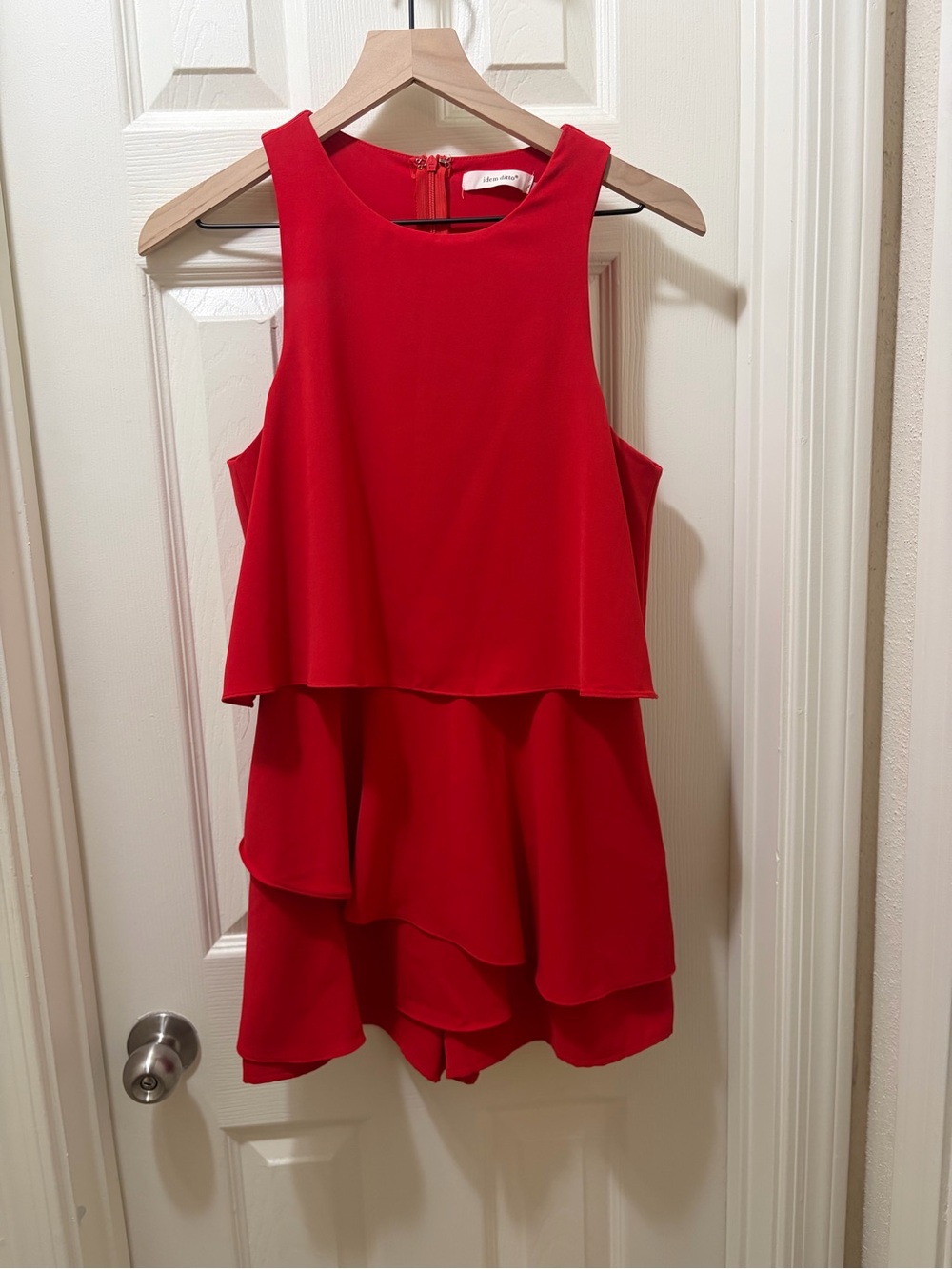 Red Tiered Romper by Lulus - Sleeveless Ruffle Jumpsuit